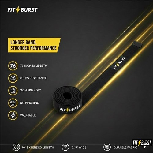 FIT Burst Fabric Resistance Band 76 Inch Extra Long – Resistance Bands for Working Out & Resistance Bands for Physical Therapy, Non-Slip Exercise Band for Men & Women, Stretching & Home Fitness
