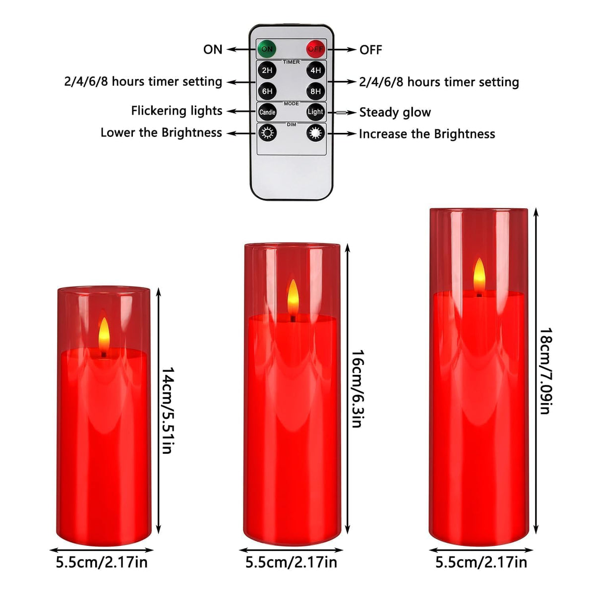 Grcdoyvl 24-Pack Red Flameless LED Candles - Remote Control & Timer, Realistic Flickering for Chinese New Year Decor, Valentine's Day, Romantic Home Ambiance, Fireplace Mantel & Festive Centerpieces