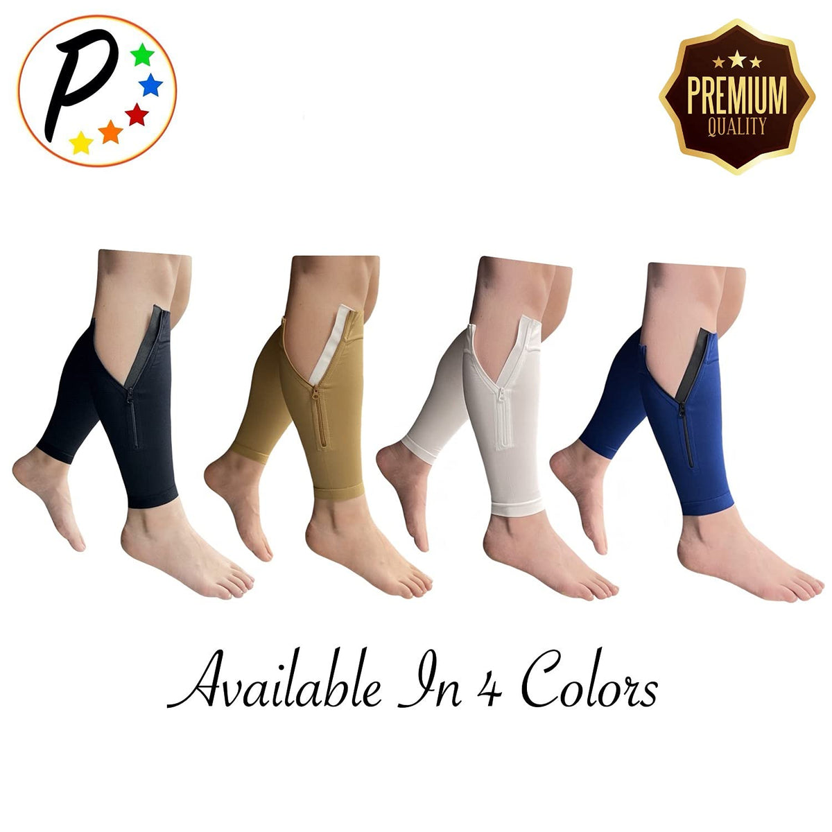 Presadee Shin Premium 20-30 mmHg Firm Compression Leg Calf Sleeve With Zipper (Black, L/XL)