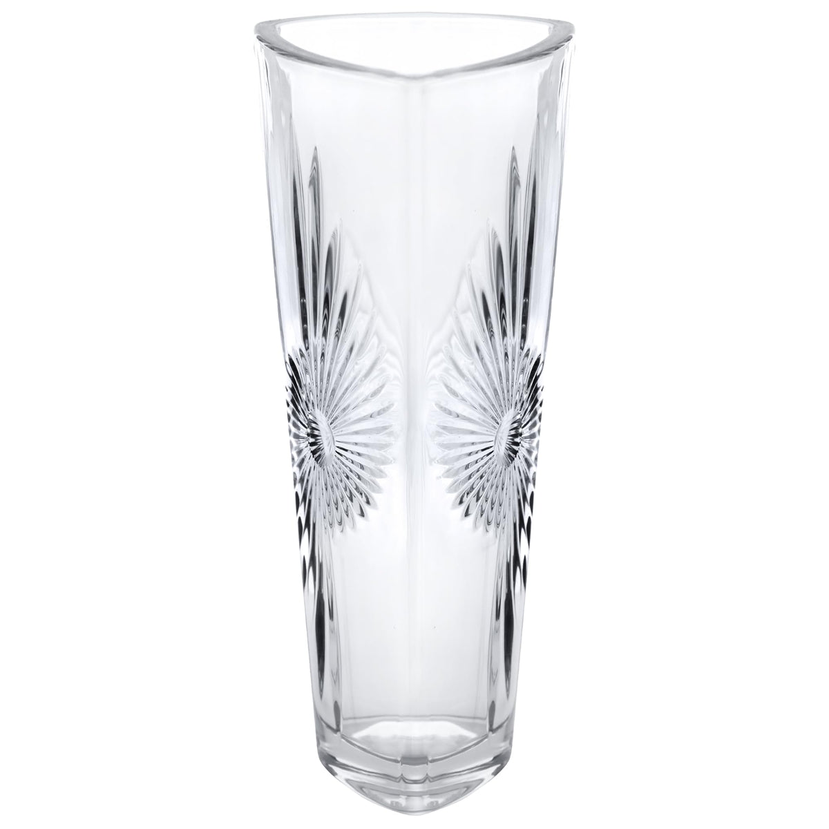Crystal-Look Glass Flower Vase Centerpieces for Tables 11.5" x 5" Star Design Glass Vase Candle Holders Wedding Decor Vases for Centerpieces, Home & Event Decorations - Royal Imports