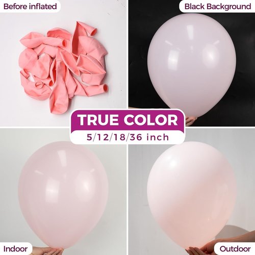 Bezente Pastel Pink Latex Party Balloons - 30 Pack of 18-Inch Large Round Balloons for Celebrations