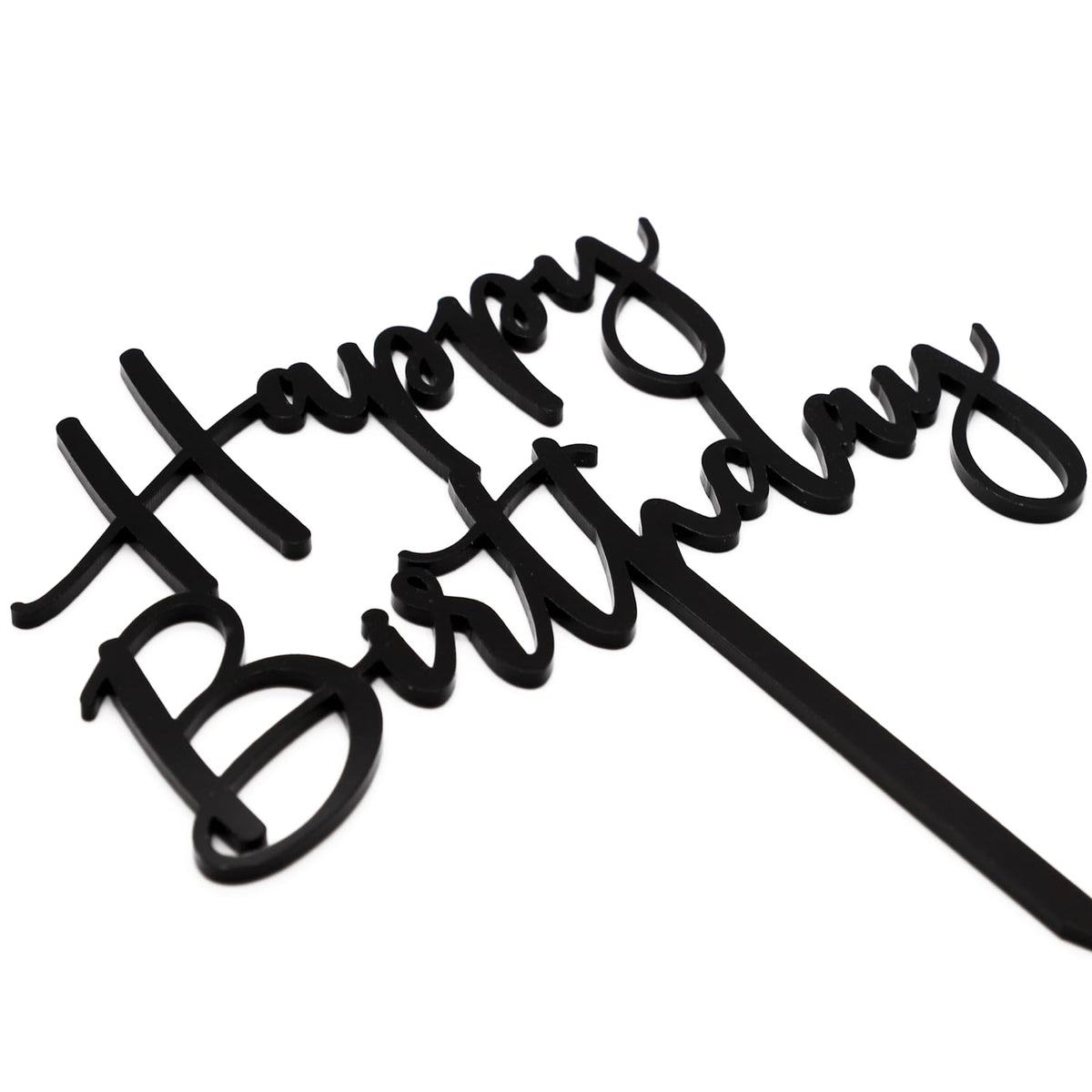 CC TOWN Happy Birthday Cake Topper, Black Acrylic Durable Versatile Cake Topper, Birthday Supplies Decorations (Black)