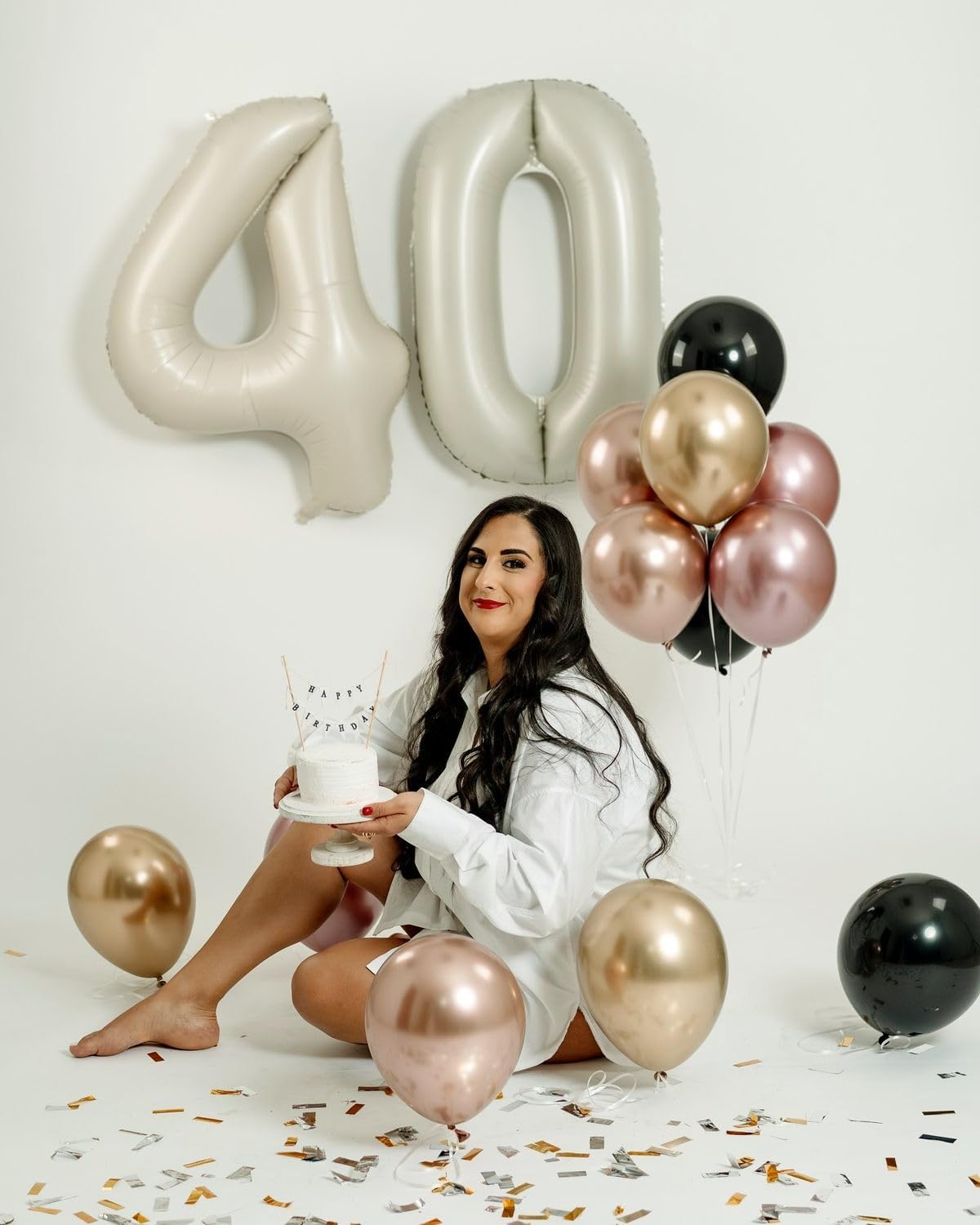 40 Inch Cream Number 40 Balloons - Large Foil Birthday Decorations for 40th Celebration