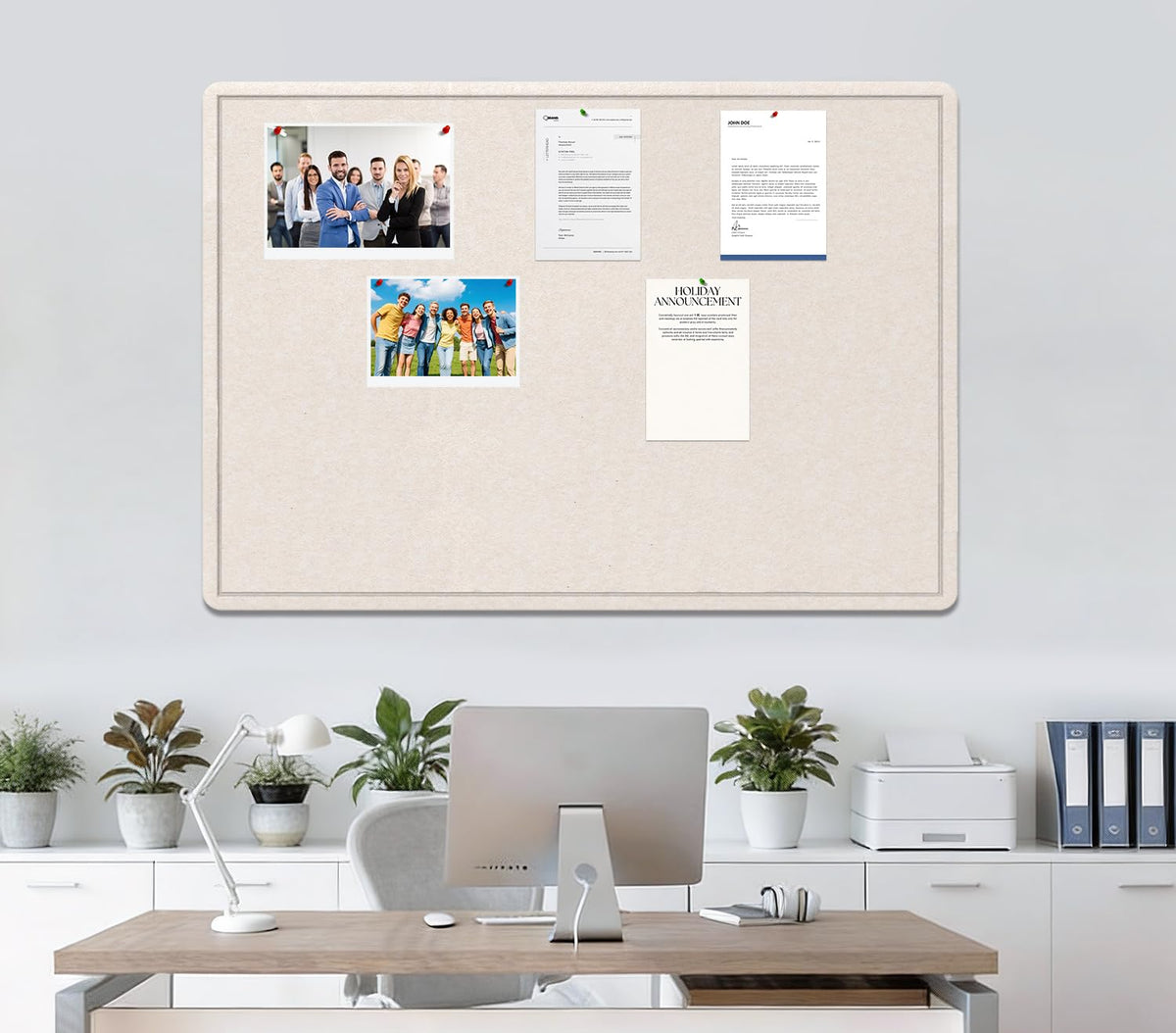 Extra Large Bulletin Board, 95 X 47 inches Cork Board with 30 Pushpin, 8' x 4' Felt Cork Board Notice Pin Board, Self-Adhesive Vision Board Mood Board Foldable Photo Board for Wall - Oatmeal