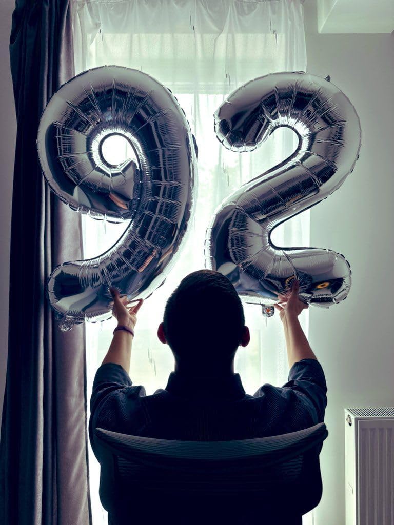 9th Birthday Decorations | Silver 40-Inch Number Balloon - Giant Party Supplies for Boys & Girls