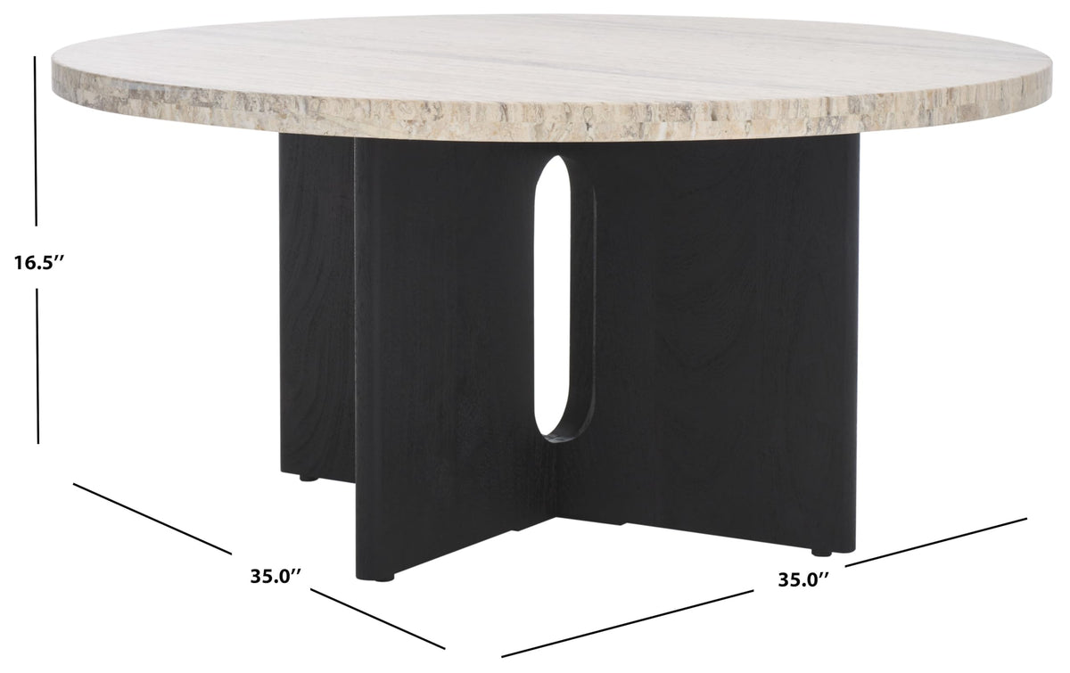 SAFAVIEH Couture Collection Shayne Travertine/Black Solid Wood Coffee Table