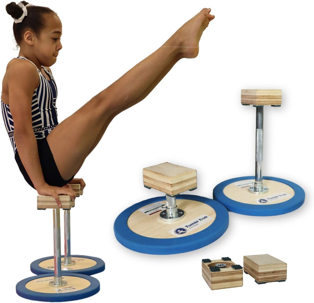 Tumbl Trak 3 in 1 Adjustable Handstand Canes – High Canes, Low Canes & Yoga Blocks – Gymnastics, Acrobatics, & Contortionist Equipment for Skill Development