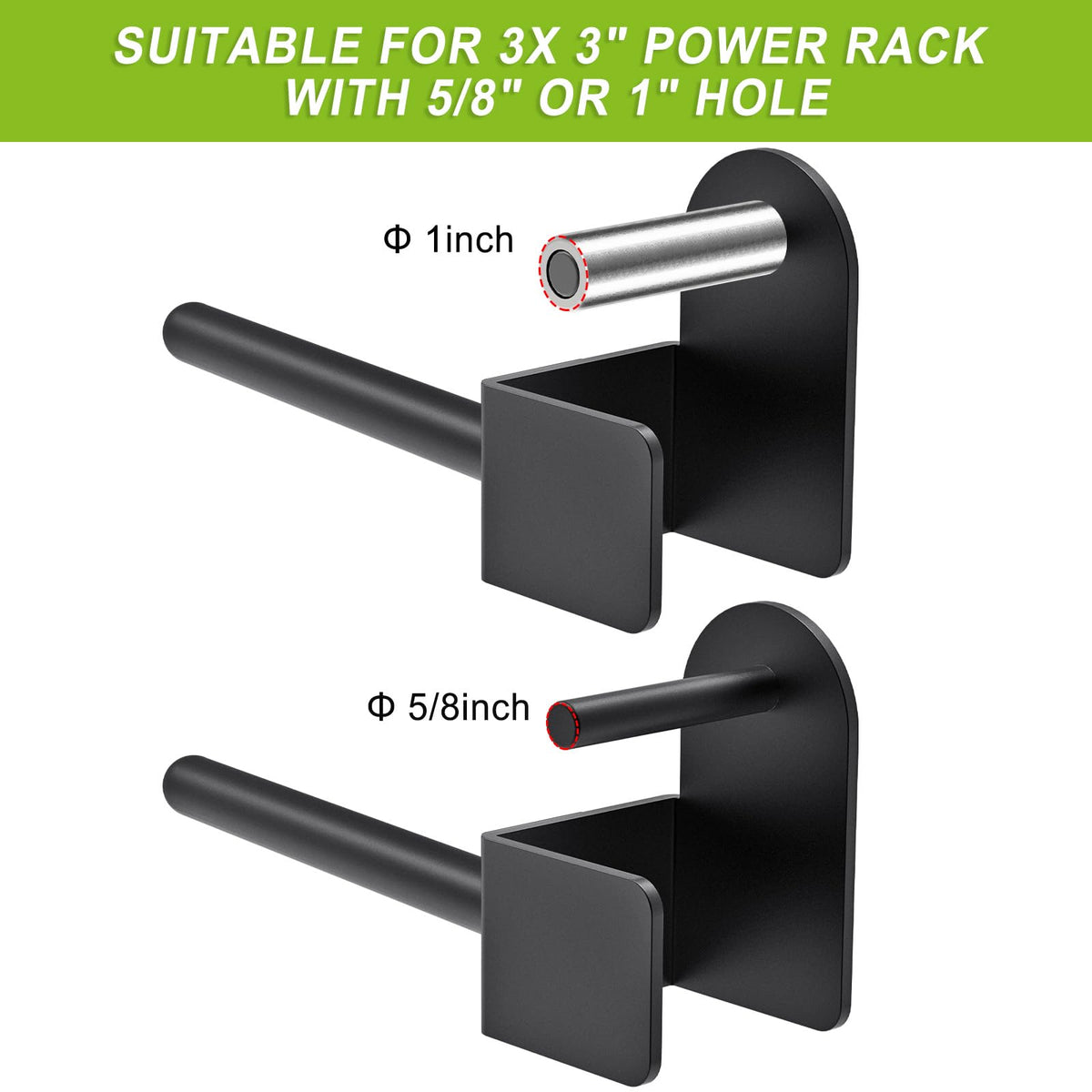 Kipika Weight Plate Holder for 3x3 Power Rack - Heavy Duty Steel Storage Rack for 1" Weight Plates - Fits 3x3 Power Rack with 1" or 5/8" Hole - Holds up to 300 lbs. per Rack - Set of 2