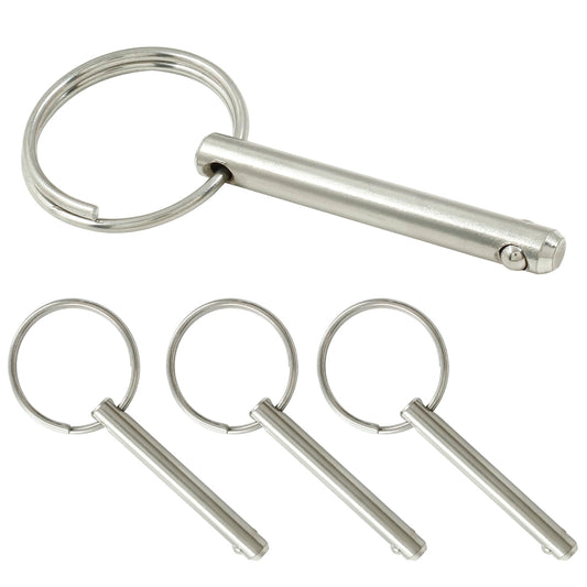 Suiwotin 4pcs Quick Release Pin, 1/4" (6.3mm) Diameter, Usable Length 1-1/2", Overall Length 2", 316 Stainless Steel Bimini Top Pins for Boat Marine Hardware
