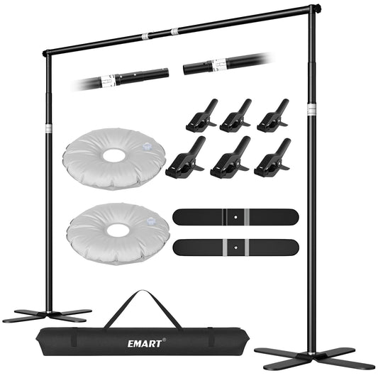 EMART Pipe and Drape Backdrop Stand Kit 8.5x10ft, Heavy Duty Back Drop Adjustable Stand with X-Shaped Base, Metal Background Frame for Parties Wedding Birthday Decoration Photography Photo Booth Video