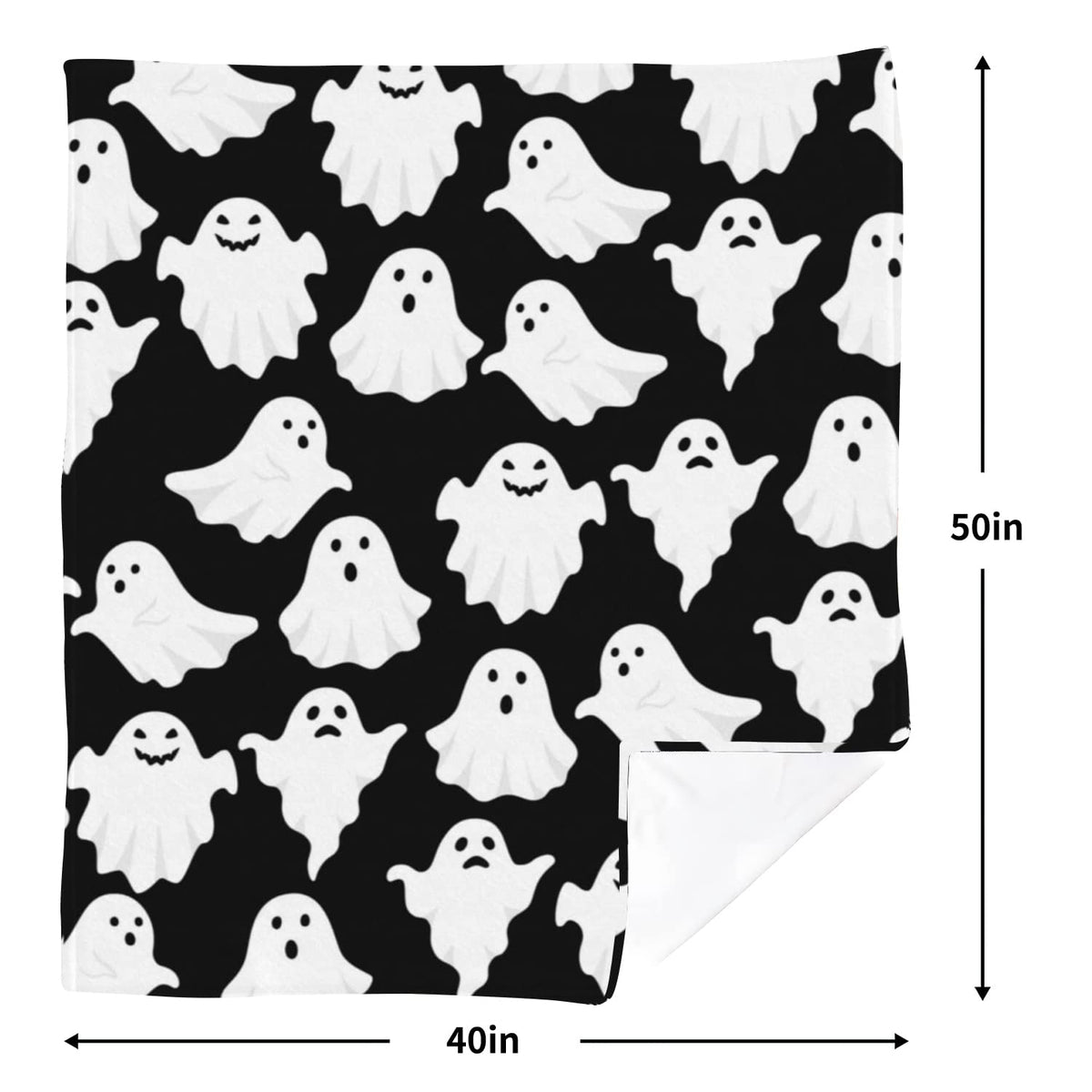 Jbralid Halloween Throw Blankets Funny Ghost Cute Halloween Spooky Black and White Throw Blanket Lightweight Cozy Flannel Blanket for Bedroom Living Rooms Couch Sofa Bed Home Decorations 60x80 Inch