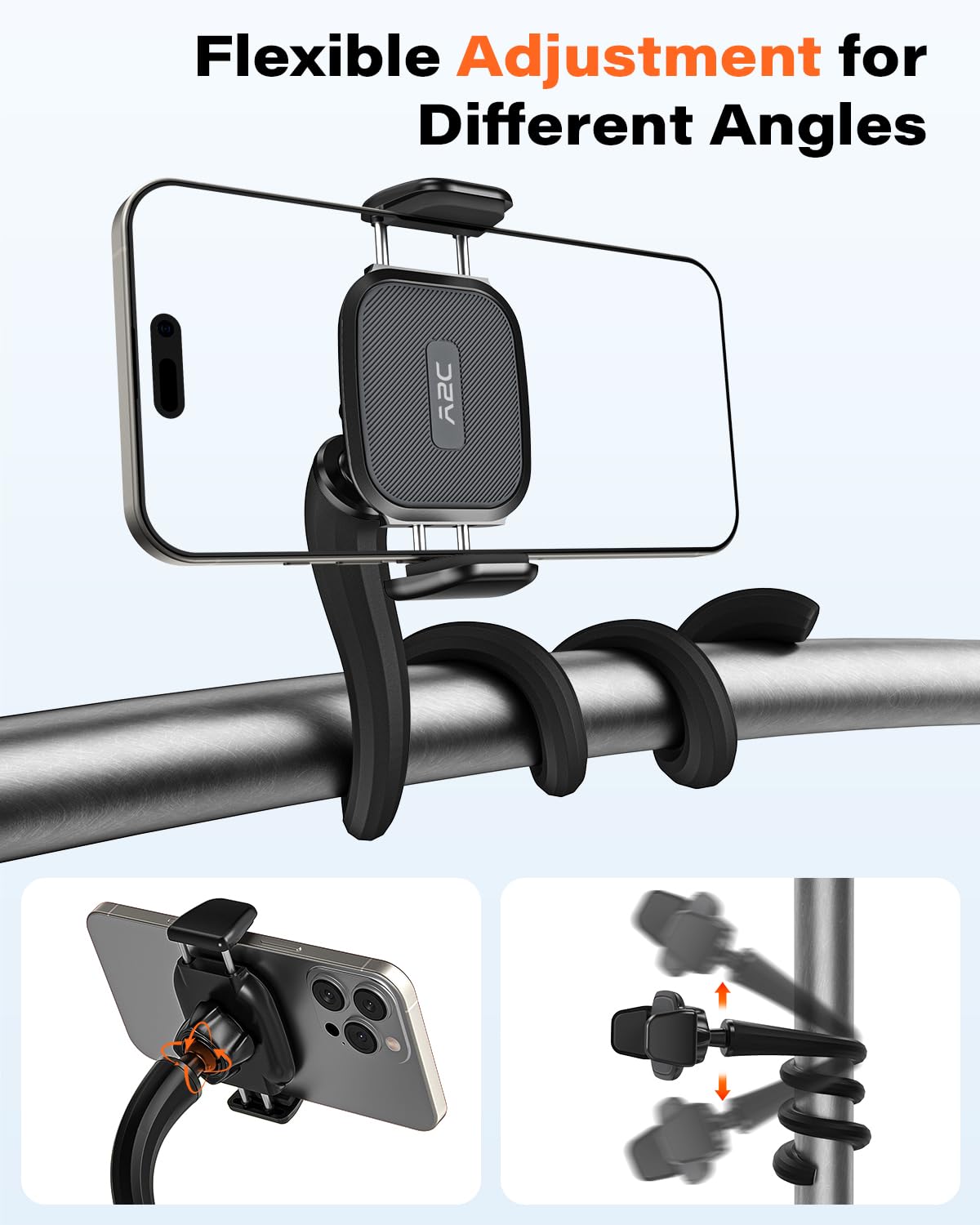 A2C Flexible Phone Holder for Treadmill, Peloton, Stroller, Shopping Cart, Desk, Gooseneck Long Arm Phone Mount for 4.7”-6.9" Smartphones, Portable Gym Accessories Phone Holder, Gift for Men Women