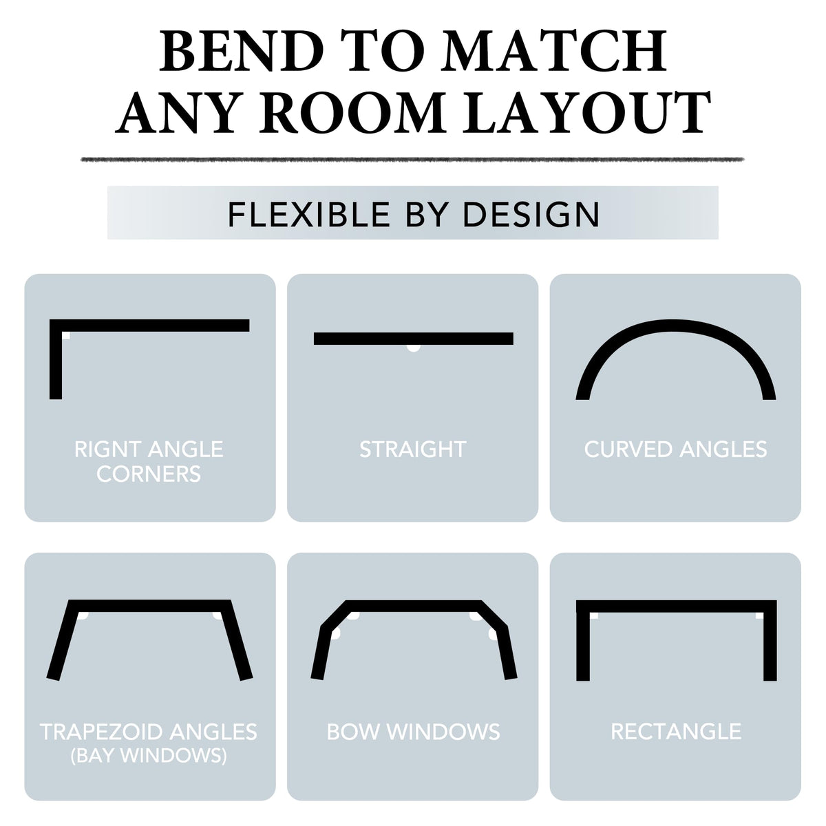 RYB HOME Room Divider Curtains with Flexible Bendable Track, Heavy Duty Blackout Privacy Drape Set for Curved Bedroom/Living Room Bay Windows/RV/Corner Partition, W100xL84, Black, 1 Panel