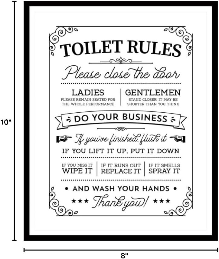 ShopHaven Toilet Rules Wall Art - Retro Bathroom Decor Poster | 8x10 Unframed Print
