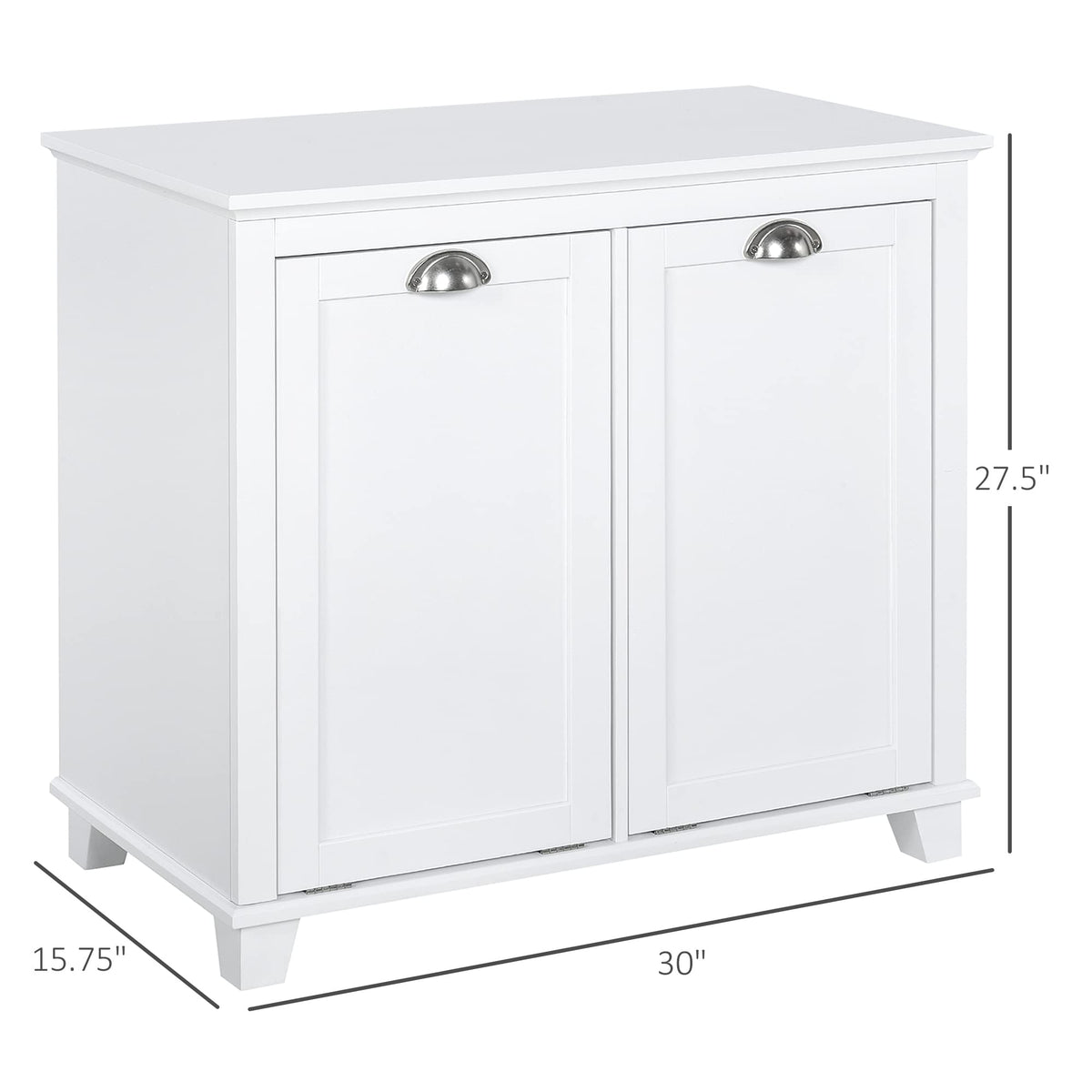 Tilt-Out Laundry Sorter Bathroom Cabinet, White