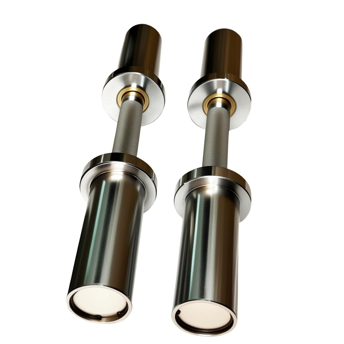 qibylift Olympic Dumbbell Handles Set of 2, Loadable Dumbbell Bars for 2 Inch Weight Plates, 16 Inch Chrome Barbell with 28mm Grip, 200 lb Capacity, Home Gym Strength Training (Chrome)