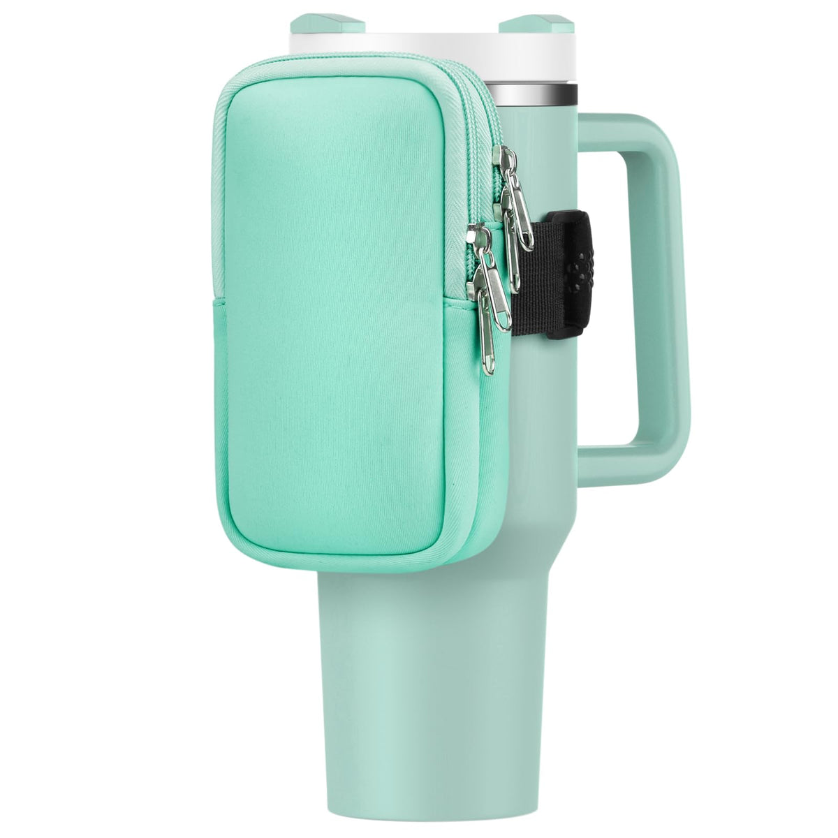 Water Bottle Pouch For Stanley Cup 40oz 30oz, Running Water Bottle Bag for Cards, Keys, Phone, Gym Accessories For Men Women, Travel Tumbler Mug Pouch Compatible With Stanley, Simple Modern(Green)