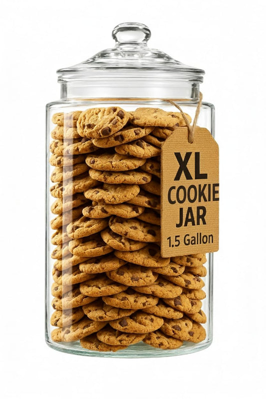 1.5 Gallon Glass Cookie Jar - Tall Food Storage Container with Airtight Lid - Large Kitchen Canister for Sugar, Flour, Dog Treat, Candy, Biscotti & Apothecary - Pack of 1