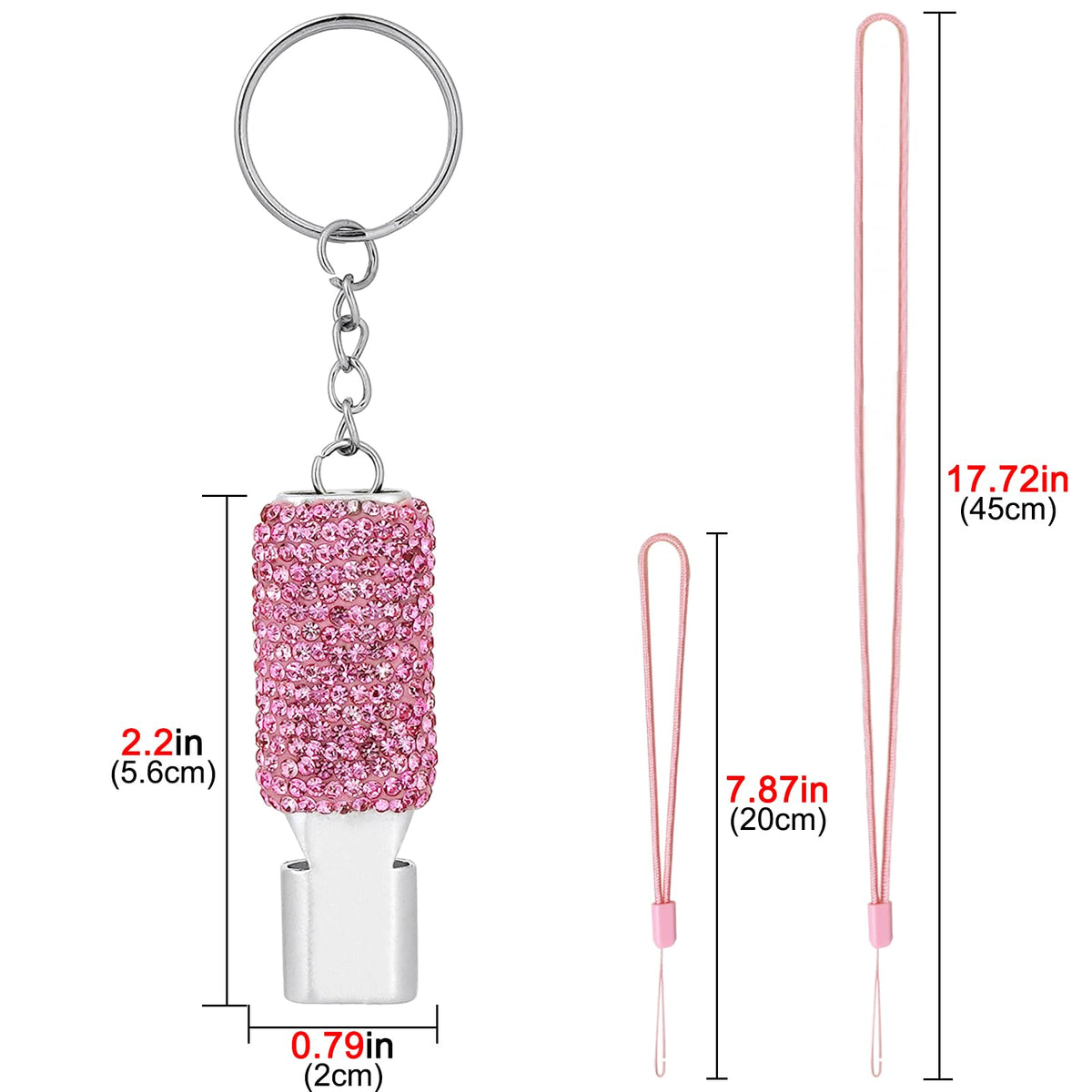 Biiange 2 Pack Bling Pink Whistle, Whistle for Coaches with Lanyard, Coaches Referee Sports Whistles, Loud Metal Sports for Coachess, Referees, and Hikers (Pink)