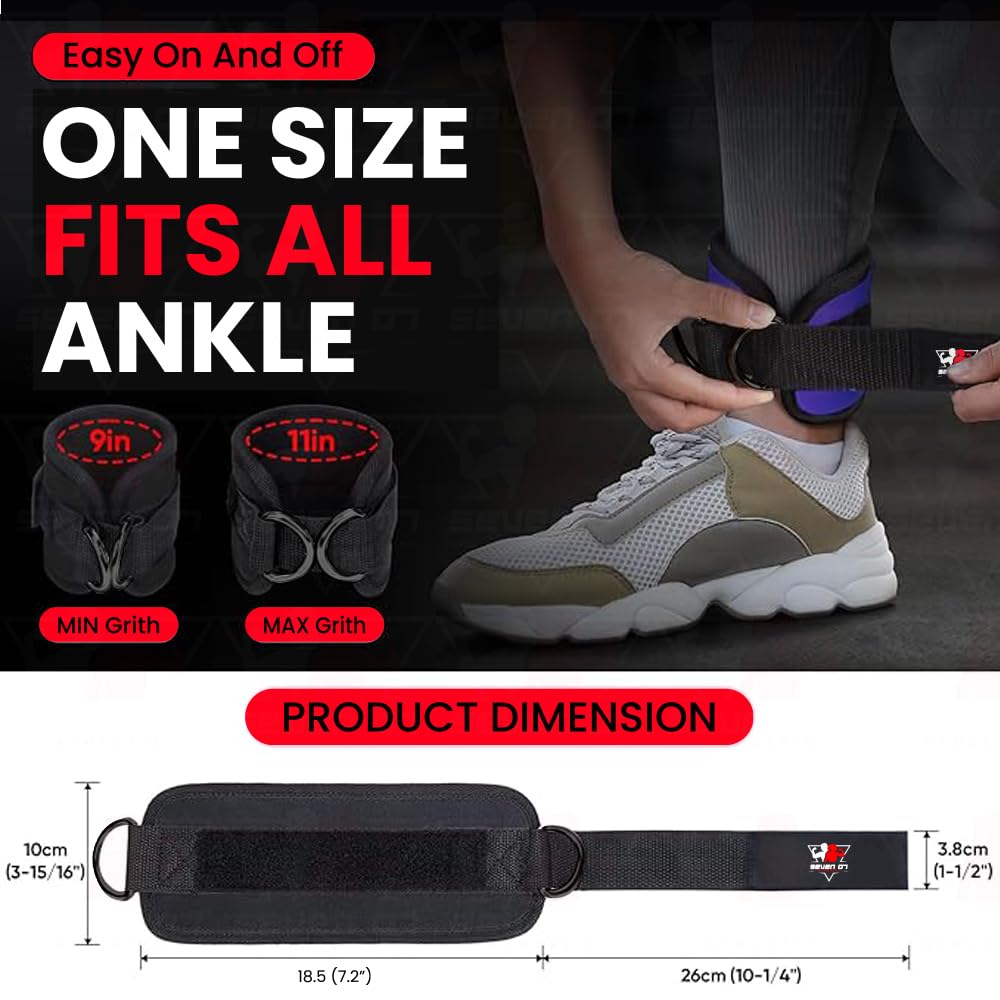 Ankle Strap for Cable Machine, Adjustable Neoprene Padded Ankle Cuffs for Glute Workouts, Kickbacks & Hip Abductors, Cable Attachment for Home Gym Fitness Equipment, Women & Men 2Pcs (Black)