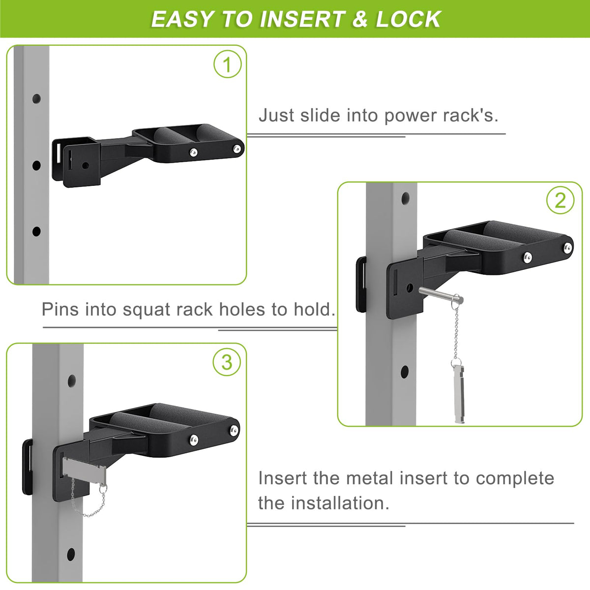Kipika Y-Shaped Dip Bar for Power Cage with 5/8" or 1" Hole - Dip Bar Attachments for Home Gym - Heavy Duty Power Rack Attachments - Squat Rack Accessories for Strength Training (For 2" x 2" Power Rack with Foam Grips)