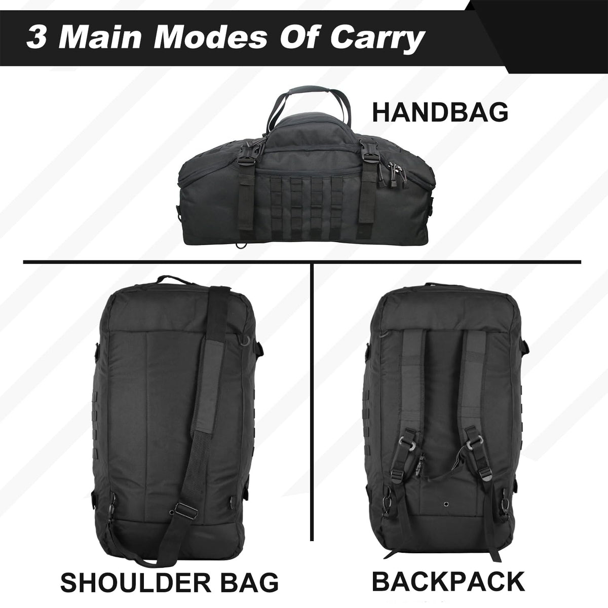 3 In 1 Tactical 30L Military Backpack Travel Duffle Bag for Weekender Gym Workout Deployment