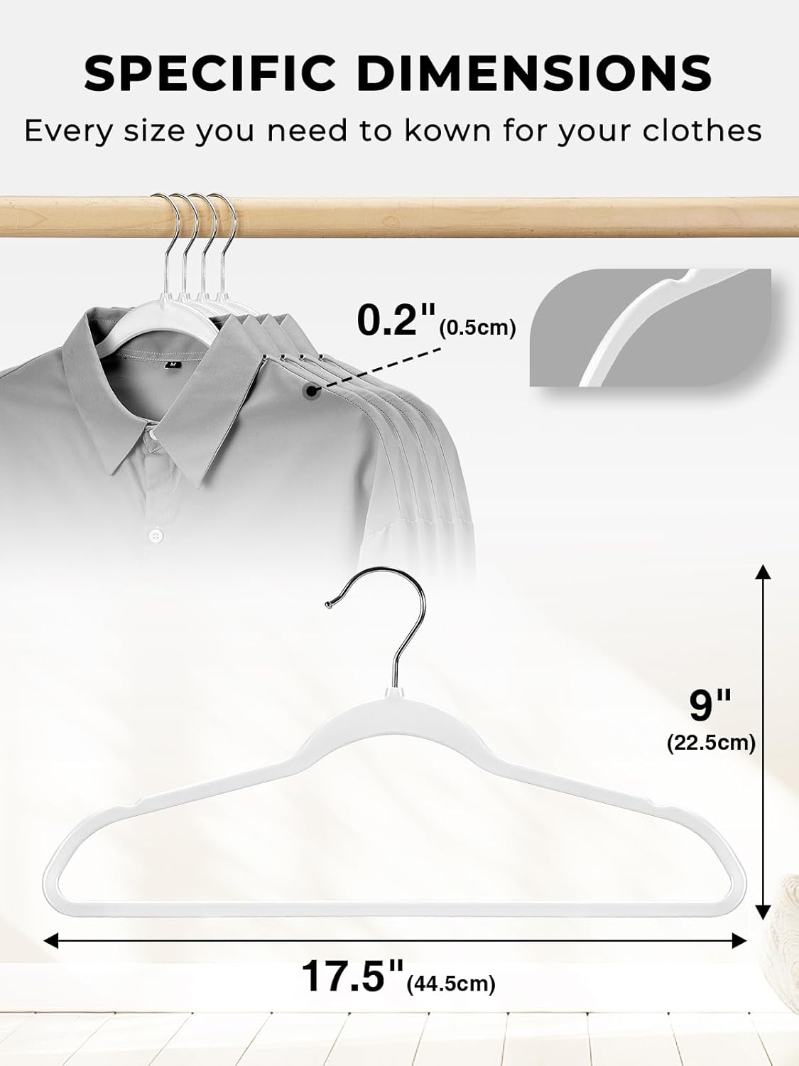 SMARTOR Plastic Hangers 50 Pack - Heavy Duty Slim Clothes Hangers | Durable & Space-Saving | White