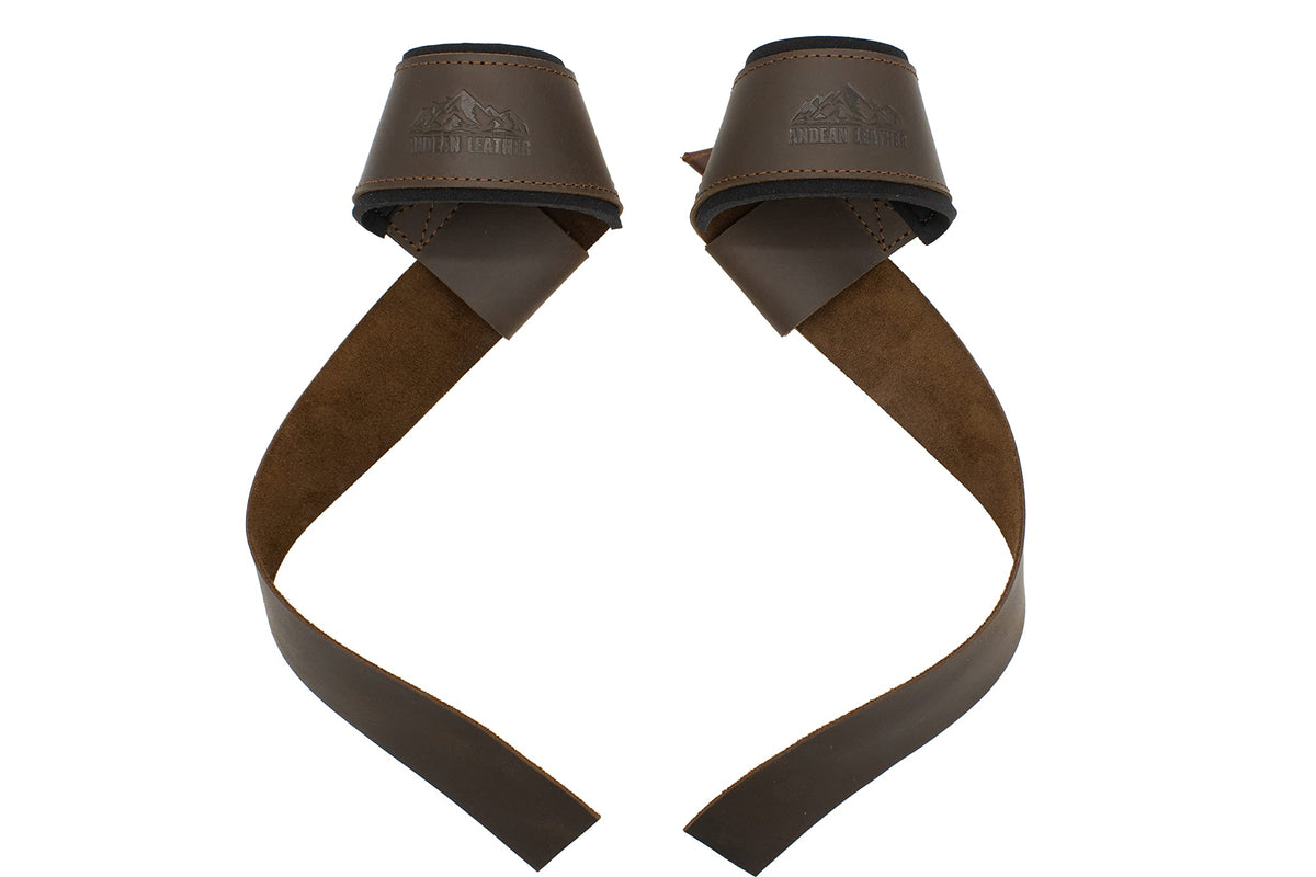 Andean Leather, Leather Lifting Straps for Weightlifting, Bodybuilding, Powerlifting, Strength Training, & Deadlifts - Padded Neoprene with Full Grain Leather
