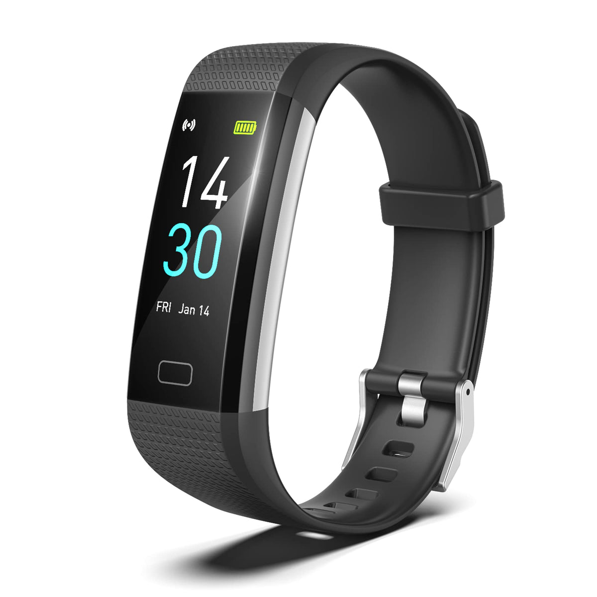 Fitness Tracker for Men and Women, Slim Smart Bracelet with Heart Rate, Sleep & Step Counter, Calorie, Multi Sports Modes, Waterproof Pedometer Activity Tracker Watch for Parents (Black)