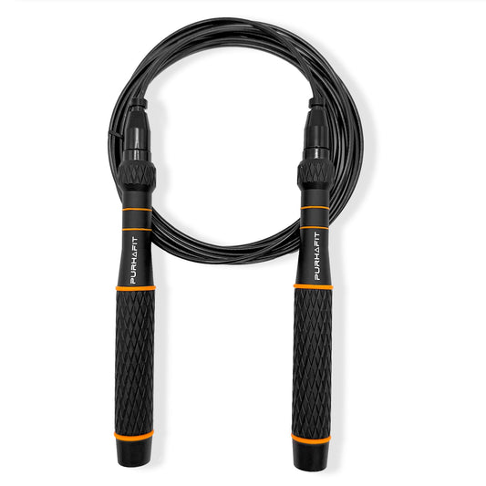 LYRA Adjustable Speed Jump Rope – 360° Ball Bearings, Steel Cable & Aluminum Handles – Fast Double Unders for CrossFit, HIIT & Fitness Workouts – Carry Bag & Extra Cable Included