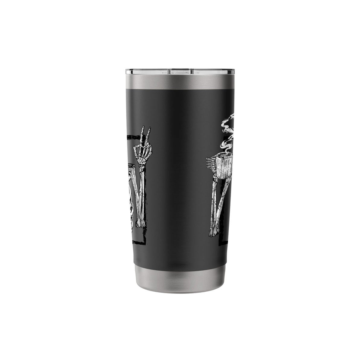 Skeleton Drinking Coffee Gothic Peace Sign Halloween Grunge Stainless Steel Insulated Tumbler