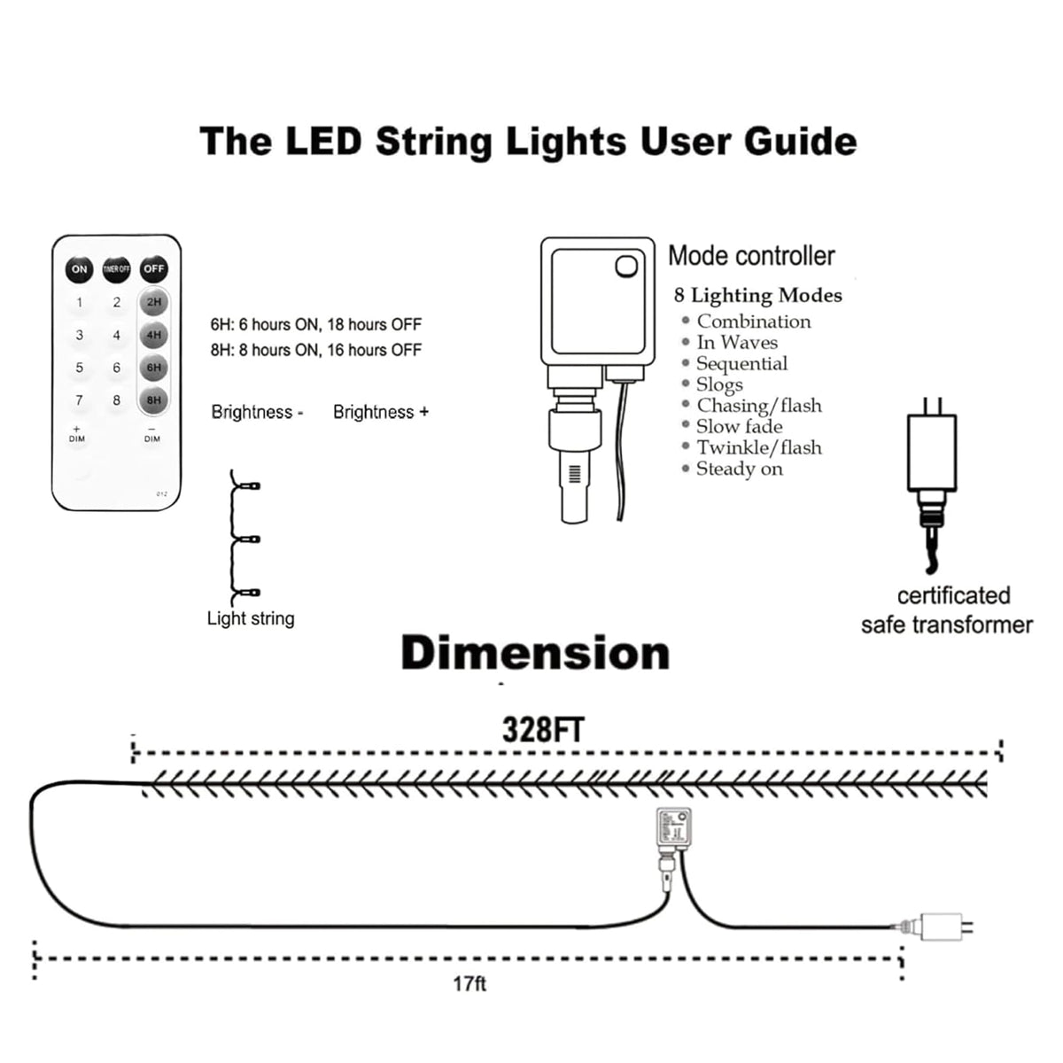Dazzle Bright Outdoor Halloween String Lights, 1000 LED 328 FT Plug in Fairy Light with Remote Control 8 Modes & Timer, Waterproof Decoration for Home Garden Yard Wedding, Purple and Orange