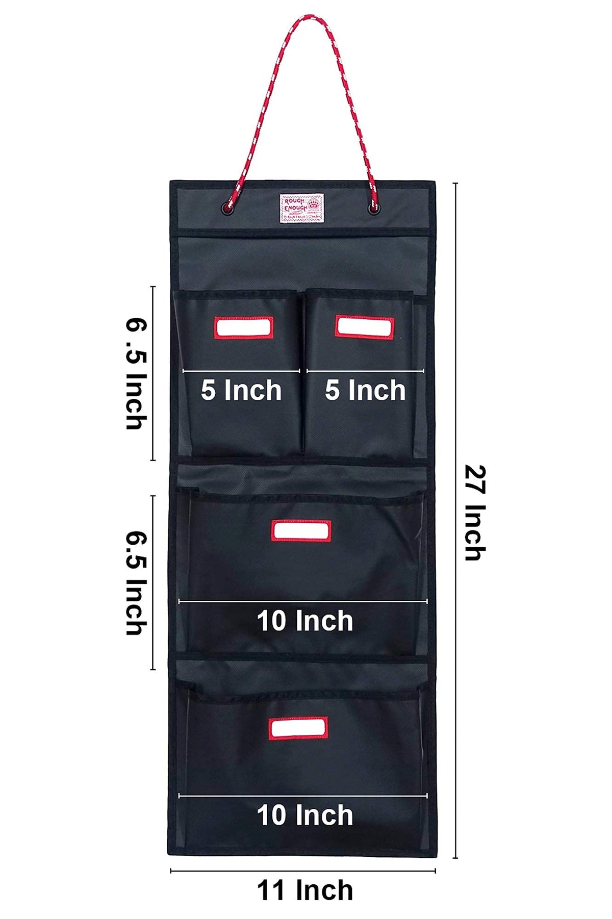 Rough Enough Locker Organizer Hanging Accessories Storage Organization with 4 Pockets for Work Door Gym Wall Black Tarpaulin