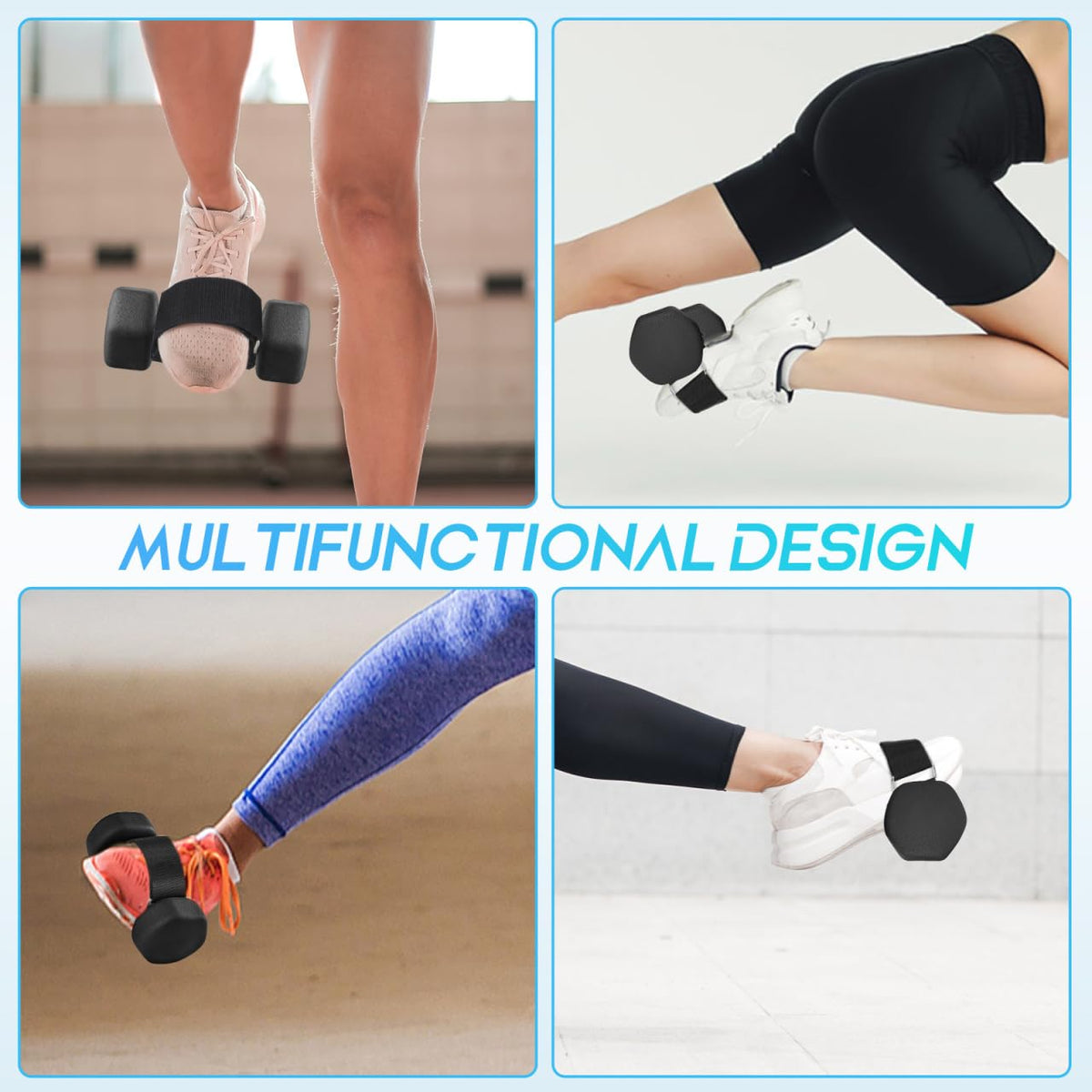 BESPORTBLE Feet Dumbbell Attachment 1 Pair Adjustable Ankle Weights Strap for Leg Extensions Hamstring Curls Hip Flexor Glute Kickbacks Home Gym Workout Gear