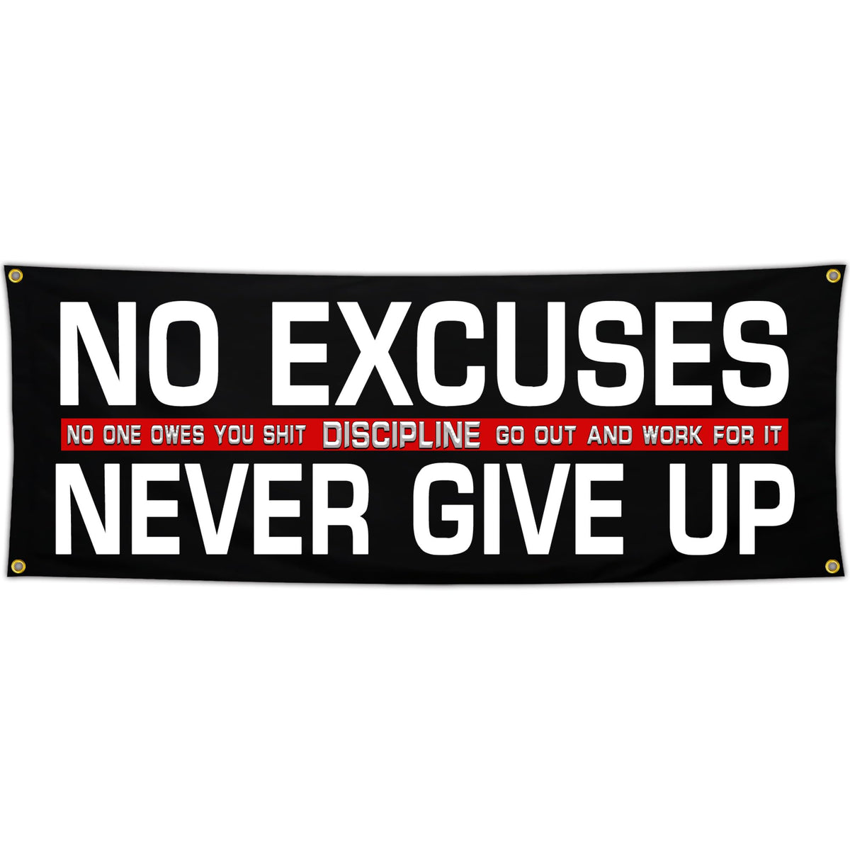 Bomtas Motivational Gym Posters Banners Flags for Home Gym Room Guys Office Bedroom No Excuses Never Give Up Inspirational Flag Banner 24x72 Inch Motivation Wall Art Decor