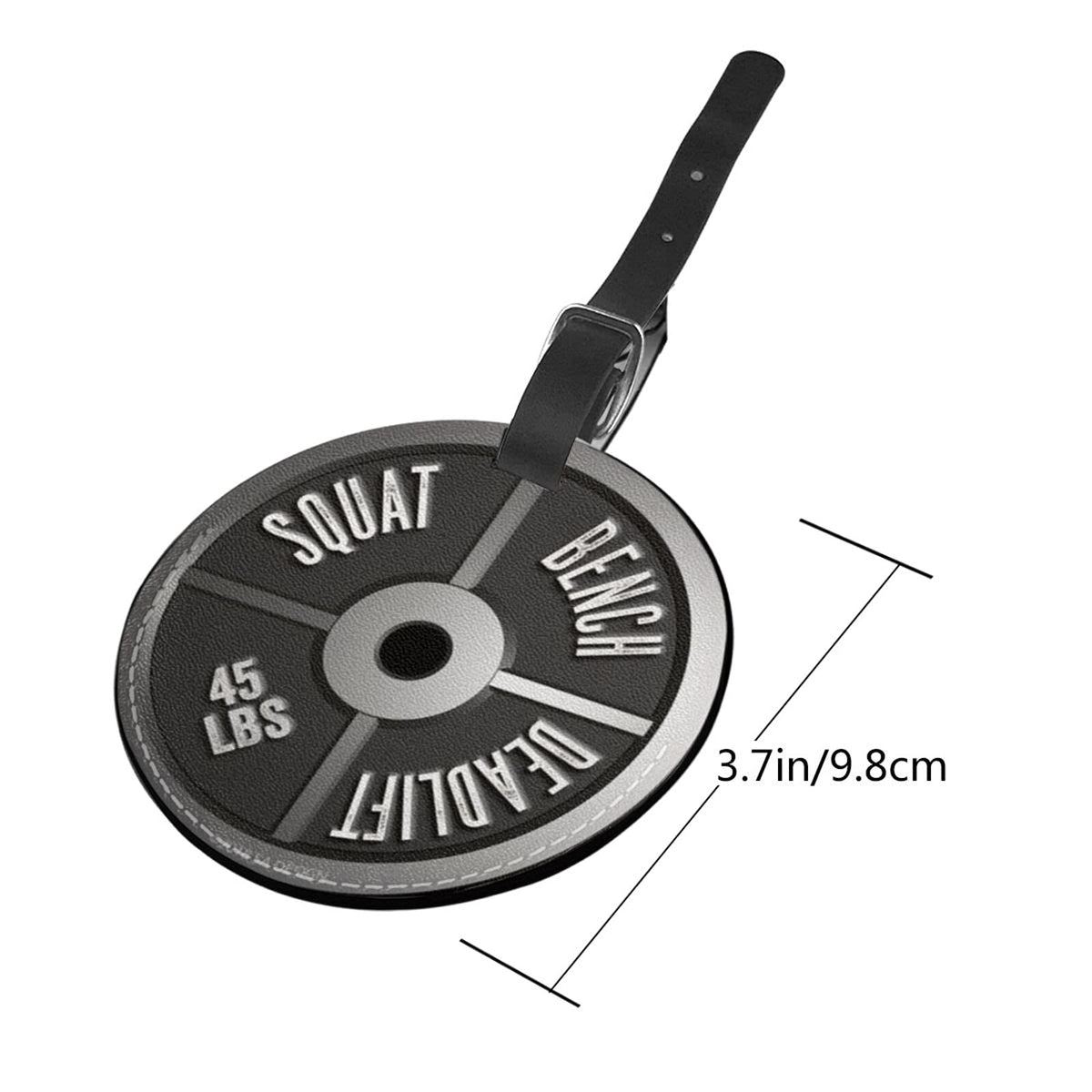 Luggage Tag Barbell Plate Squat Bench Deadlift Weight, Pu Leather Bag Travel Suitcases Id Identifier Baggage Label for Women Men Boys Girls