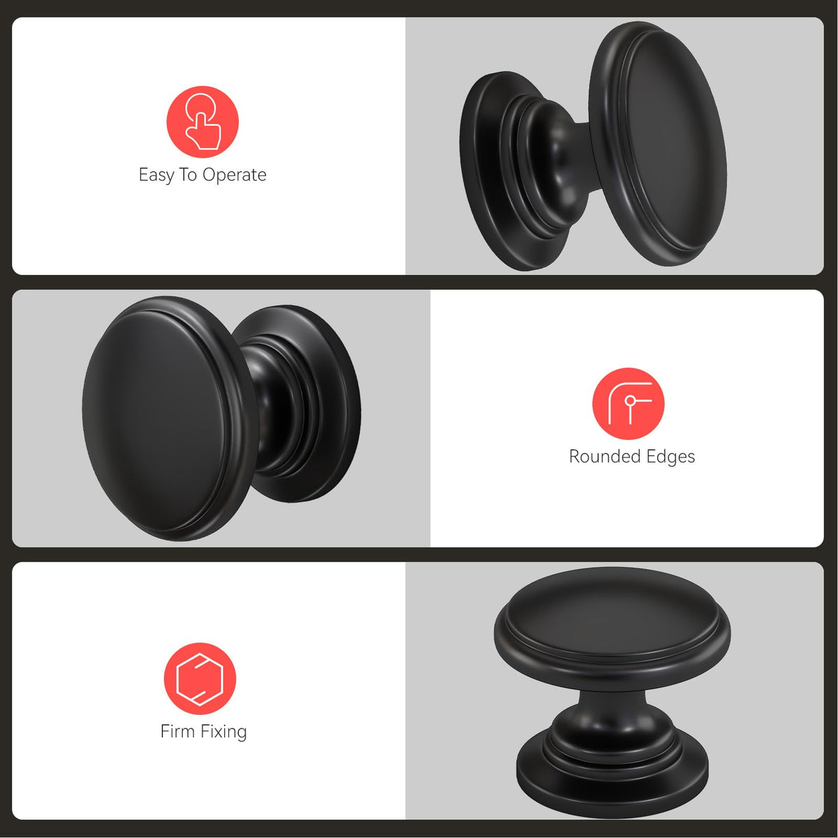 homdiy 20 Pack Black Cabinet Knobs Matte Black Drawer Knobs Kitchen Hardware for Bathroom, Cupboard, Furniture