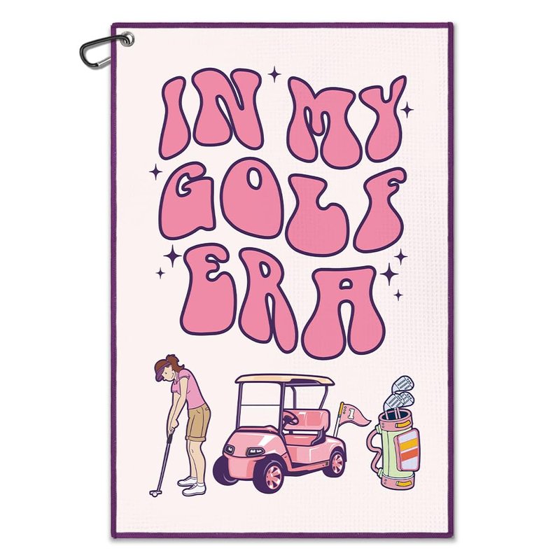 WUUCKOO Funny Golf Towel for Golf Bags with Clip, Golf Accessories for Women, Mothers Day Birthday Retirement Gifts for Mom Ladies Grandma Aunt Wife (Pink)