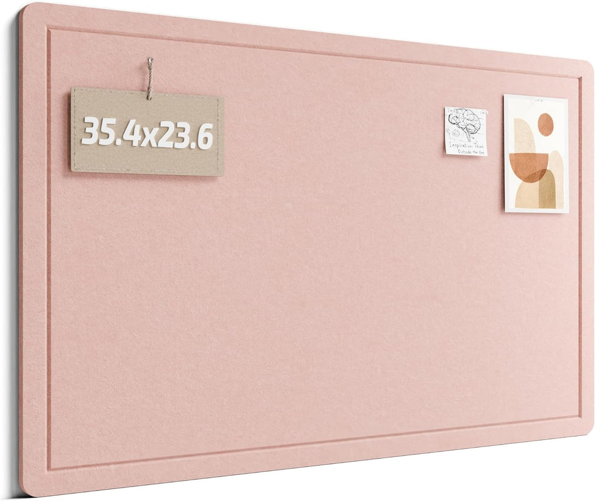 Fluxynara Bulletin Board,35.4" x 23.6" Cork Board Alternative with 12 Safe Removable Adhesive Tabs, Foldable Felt Pin Board for Home Office, Classroom, Bedroom,Entryway for Walls—Pink