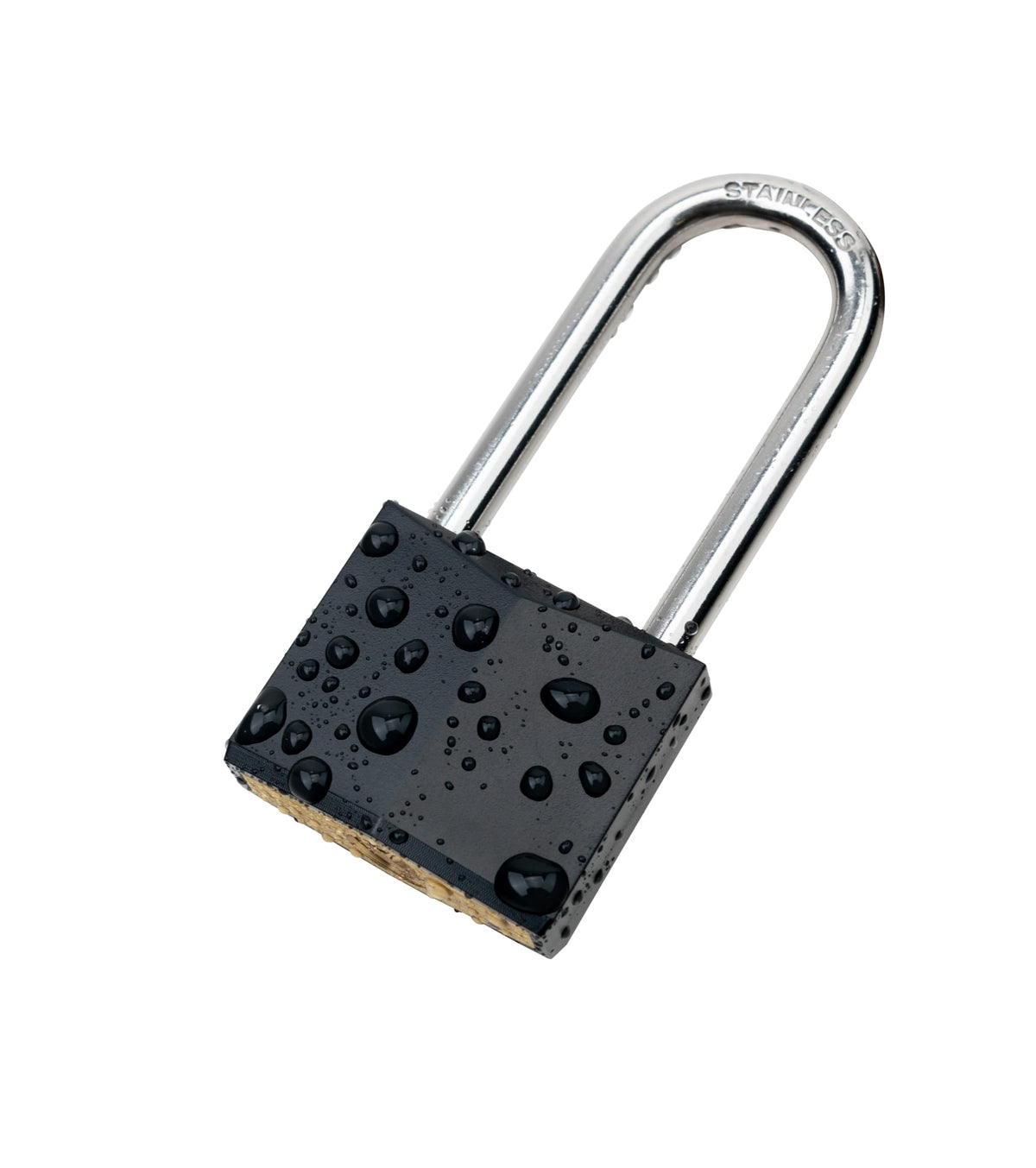 ROOKMAD 4-Pack Keyed Alike Locks, Black Covered Brass Keyed Padlock with Stainless Steel Long Shackle, 1-9/16 Inch Lock Body, Rustproof Locks for Gate Fence Hasp Cabinet Toolbox Gym or School Locker