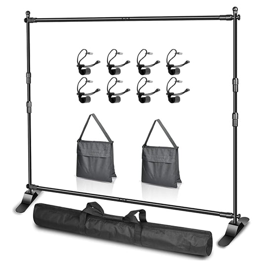 EMART Adjustable Photo Backdrop Banner Stand with 8 x 8ft (W x H) Telescopic Tubes, Suitable for Trade Shows, Professional Photography Booths, and Step and Repeat Background Displays