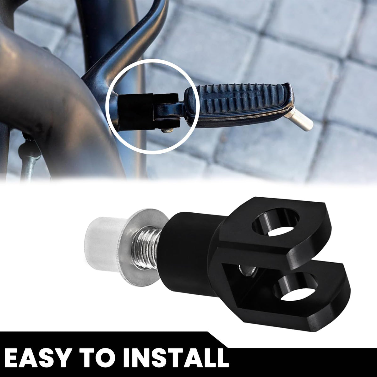 Motorcycle Foot Pegs Supports Mount Footrest Mounting Clevis Hardware Kit Left and Right Passenger Footrest Compatible with Softail FXST Low Rider Sport Glide Dyna FXR FX (Black)