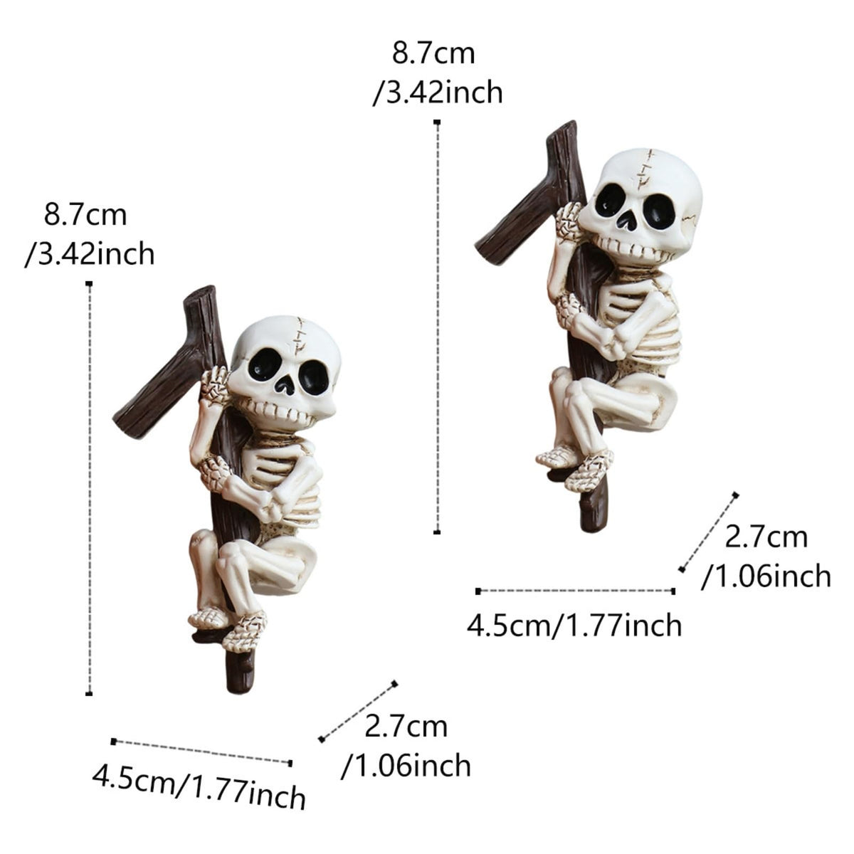 Wjwumha 2 Pieces Climbing Skeleton Statues Halloween Plant Pots Hanging Figurine Skull Atmosphere Ornament for Flower Pot Fish Tank Decoration