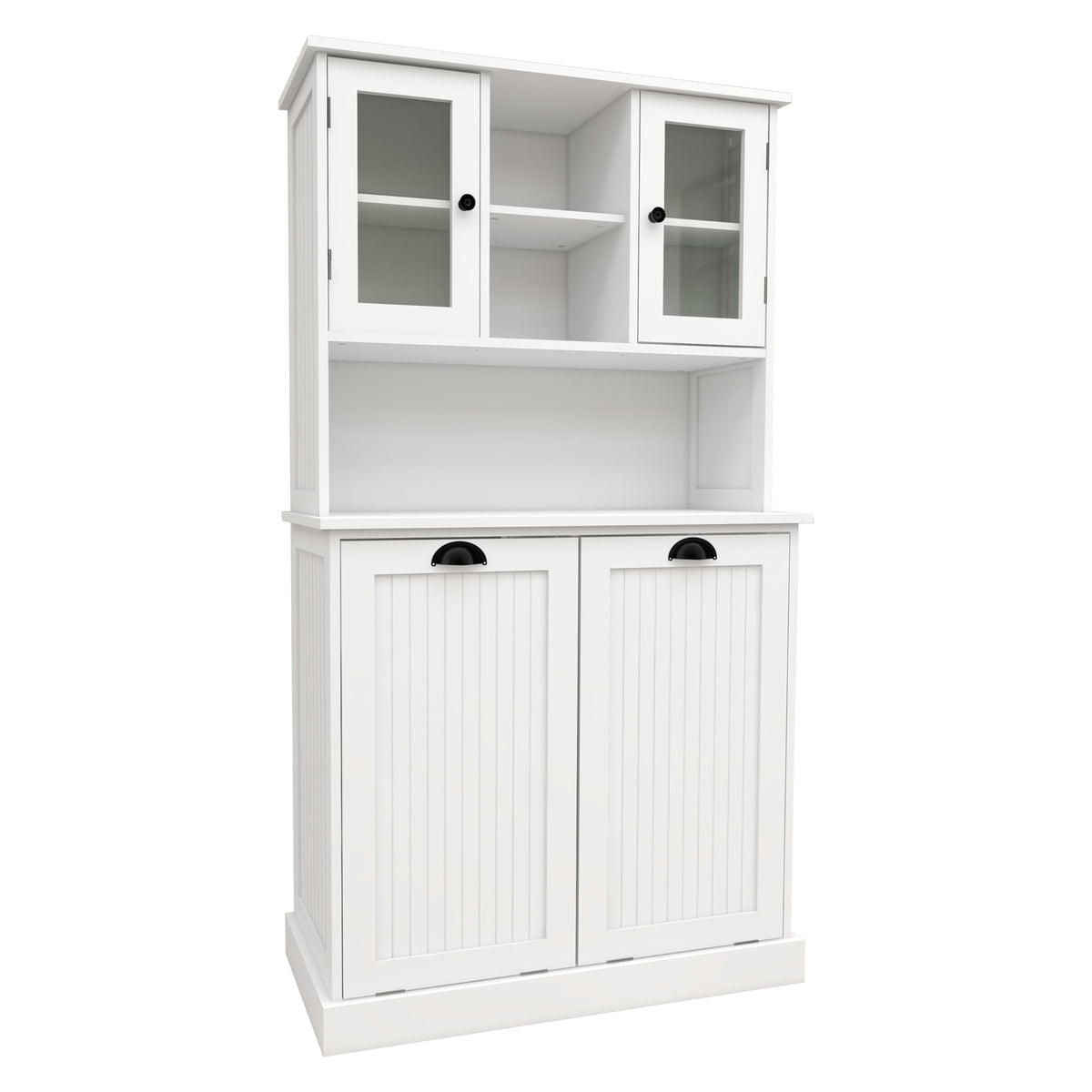 Gecheer Two-Compartment Tilt-Out Dirty Laundry Basket Cabinet - Space-Saving and Functional Storage Cabinet Organizer, Storage Unit Shelves, for Bathroom Living Room Dining Kitchen YJXW1120S00001