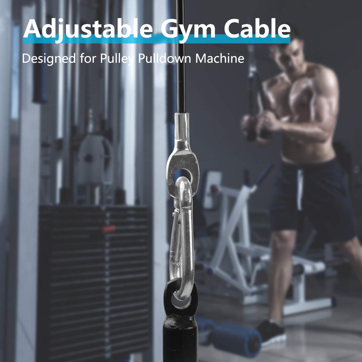 LFJ Replacement Gym Cable Fitness Pulley Cable Steel Wire Rope for Cable Machine Home Gym Weight Lift Pulley System (Fixed Length, 59")