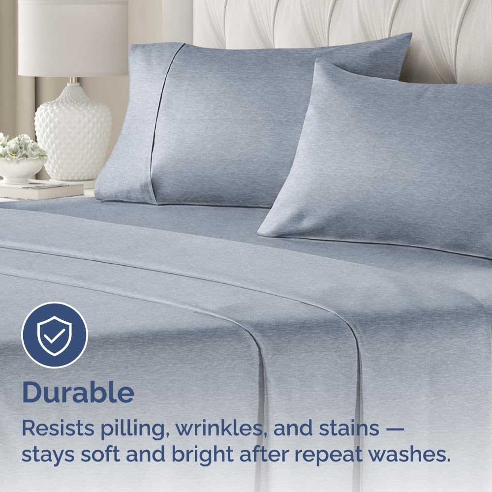 Standard Pillow Cases Set of 2 | Ultra-Soft Hotel Quality Covers - Comfy, Wrinkle-Free & Stain Resistant - Heathered Blue