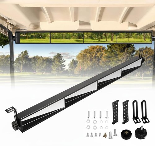 Cartalia Universal Golf Cart 4 Panel Rear View Mirror for EZGO Club Car Yamaha, 35.8" Length Wide Angle Panoramic Mirror Eliminate Blind Spots for ATV UTV Vans Trucks, Included All Hardware