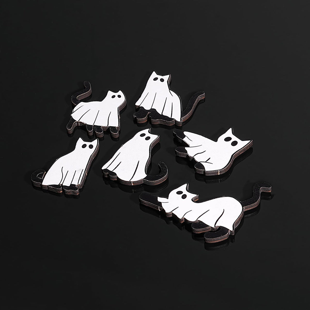 Halloween Ghost Refrigerator Magnets Cute Cat Ghost Magnet Stickers Wood Halloween Picture Frame Magnets for Fridge Fridge Magnetic Decals for Party Decor