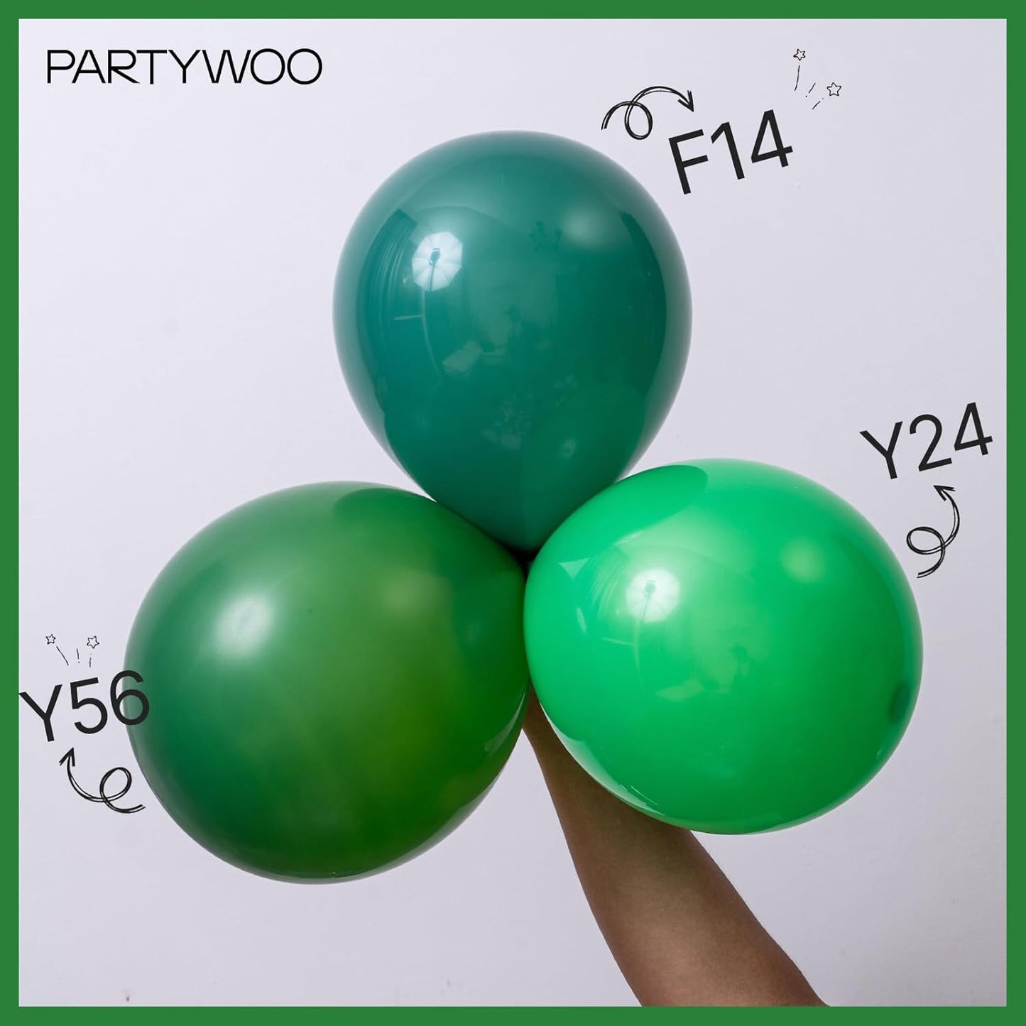 PartyWoo Dark Green Balloons - 50pcs 12 Inch Emerald Forest Green for Birthday & Baby Showers