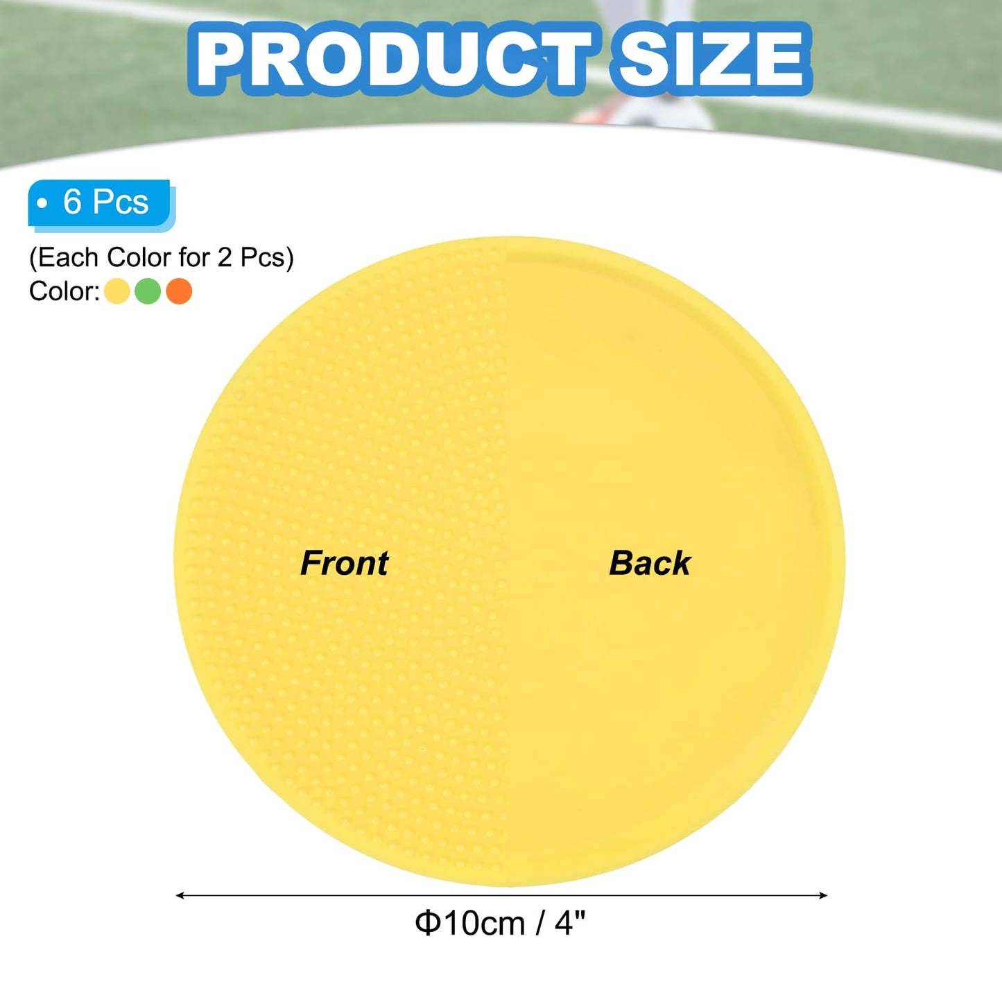 PATIKIL Spot Markers 4 Inch, 6 Pcs Non-Slip Floor Dots Agility Markers Flat Field Cones Poly Dots for Gym PE Speed Training Dance Soccer Basketball Sports, Yellow/Green/Orange